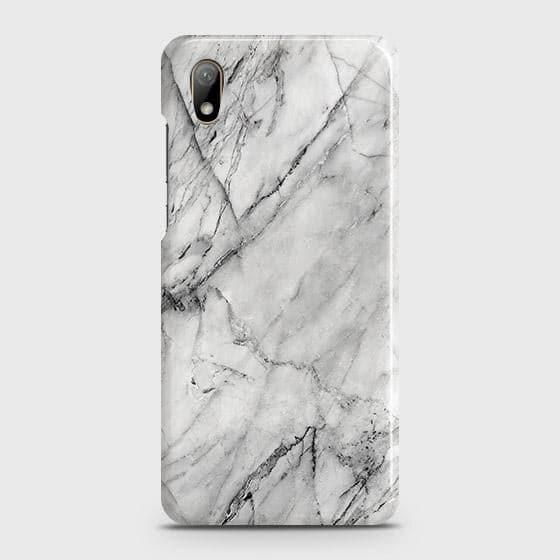 Huawei Y5 2019 Cover - Matte Finish - Trendy White Floor Marble Printed Hard Case with Life Time Colors Guarantee - D2