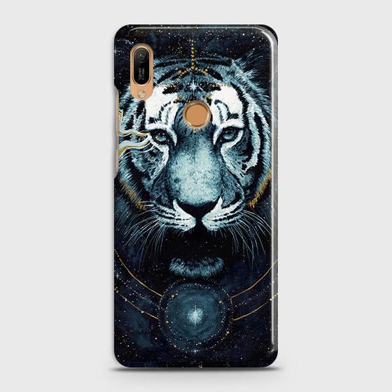 Huawei Y6 2019 Cover - Vintage Galaxy Tiger Printed Hard Case with Life Time Colors Guarantee