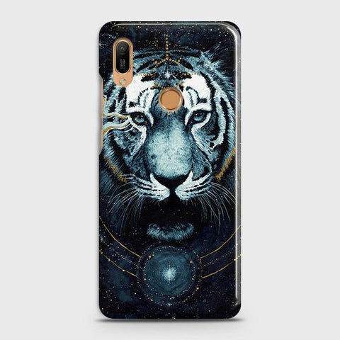 Huawei Y6 2019 Cover - Vintage Galaxy Tiger Printed Hard Case with Life Time Colors Guarantee