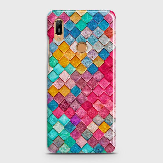 Huawei Y6 2019 Cover - Chic Colorful Mermaid Printed Hard Case with Life Time Colors Guarantee