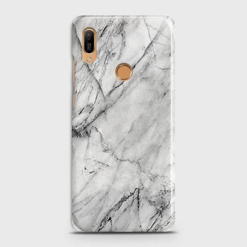 Huawei Y6 2019 Cover - Matte Finish - Trendy White Floor Marble Printed Hard Case with Life Time Colors Guarantee - D2