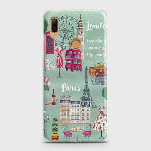 Huawei Y6 2019 Cover - Matte Finish - London, Paris, New York ModernPrinted Hard Case with Life Time Colors Guarantee