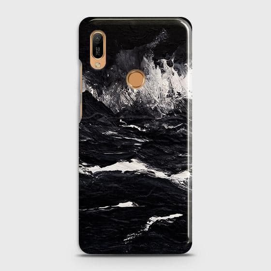 Huawei Y6 2019  Cover - Black Ocean Marble Trendy Printed Hard Case with Life Time Colors Guarantee