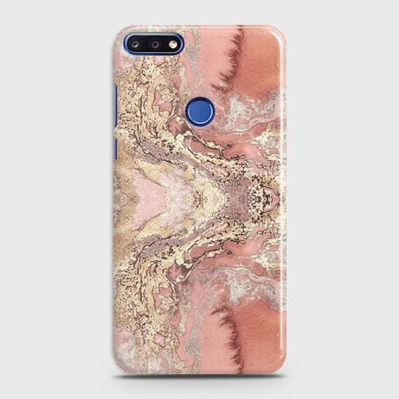 Honor 7A Cover - Trendy Chic Rose Gold Marble Printed Hard Case with Life Time Colors Guarantee