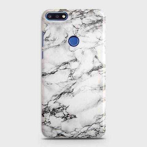 Huawei Y6 Prime 2018 / Honor 7A Cover - Matte Finish - Trendy Mysterious White Marble Printed Hard Case with Life Time Colors Guarantee