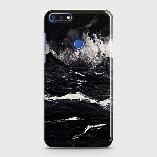 Honor 7A Cover - Black Ocean Marble Trendy Printed Hard Case with Life Time Colors Guarantee