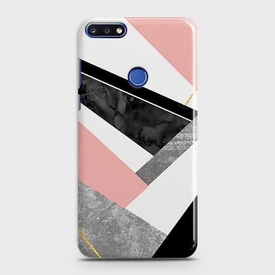 Huawei Y6 Prime 2018 / Honor 7A Cover - Matte Finish - Geometric Luxe Marble Trendy Printed Hard Case with Life Time Colors Guarantee