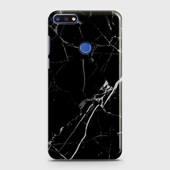 Huawei Y6 Prime 2018 / Honor 7A Cover - Black Modern Classic Marble Printed Hard Case with Life Time Colors Guarantee