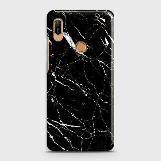 Huawei Y6 Prime 2019 Cover - Trendy Black Marble Printed Hard Case with Life Time Colors Guarantee