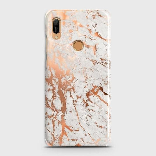 Huawei Y6s 2019 Cover - In Chic Rose Gold Chrome Style Printed Hard Case with Life Time Colors Guarantee