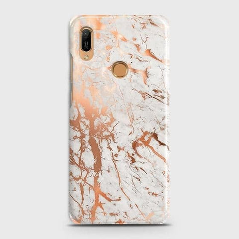Huawei Y6 Prime 2019 Cover - In Chic Rose Gold Chrome Style Printed Hard Case with Life Time Colors Guarantee