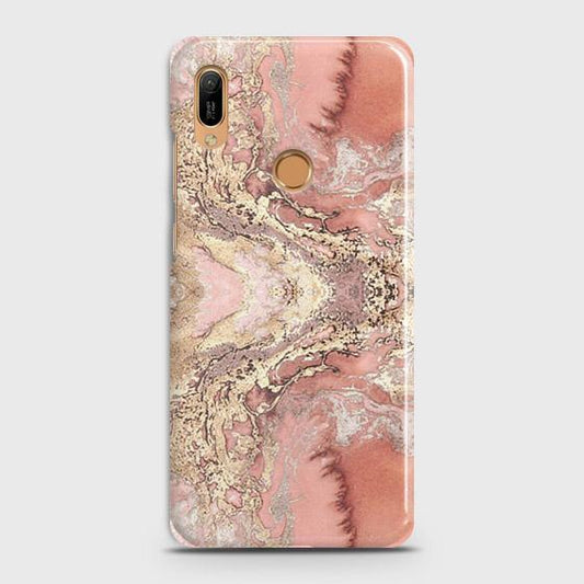 Huawei Y6 Prime 2019 Cover - Trendy Chic Rose Gold Marble Printed Hard Case with Life Time Colors Guarantee
