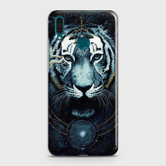 Huawei Y7 2019 Cover - Vintage Galaxy Tiger Printed Hard Case with Life Time Colors Guarantee