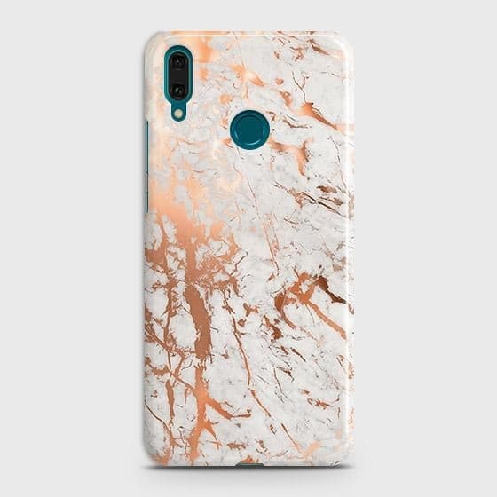 Huawei Y7 Prime 2019 Cover - In Chic Rose Gold Chrome Style Printed Hard Case with Life Time Colors Guarantee
