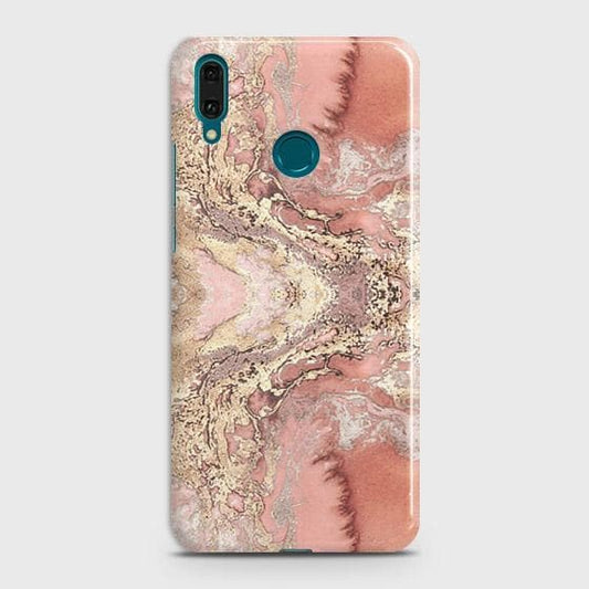 Huawei Y7 Prime 2019 Cover - Trendy Chic Rose Gold Marble Printed Hard Case with Life Time Colors Guarantee