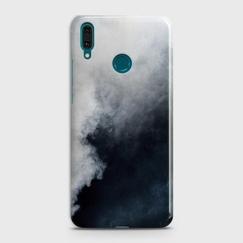 Huawei Y7 2019 Cover - Matte Finish - Trendy Misty White and Black Marble Printed Hard Case with Life Time Colors Guarantee