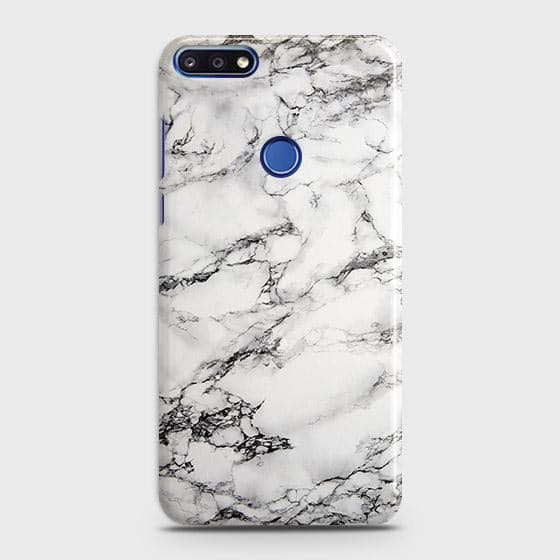 Huawei Y7 Prime 2018 / Y7 2018 Cover - Matte Finish - Trendy Mysterious White Marble Printed Hard Case with Life Time Colors Guarantee