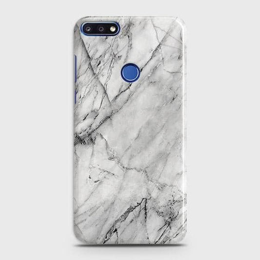 Huawei Y7 Prime 2018 / Y7 2018 Cover - Matte Finish - Trendy White Marble Printed Hard Case with Life Time Colors Guarantee