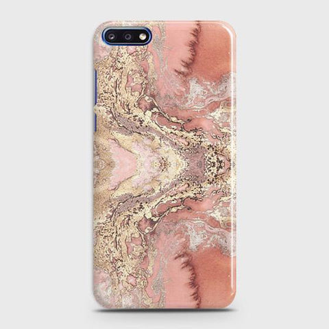 Huawei Y7 Pro 2018 Cover - Trendy Chic Rose Gold Marble Printed Hard Case with Life Time Colors Guarantee