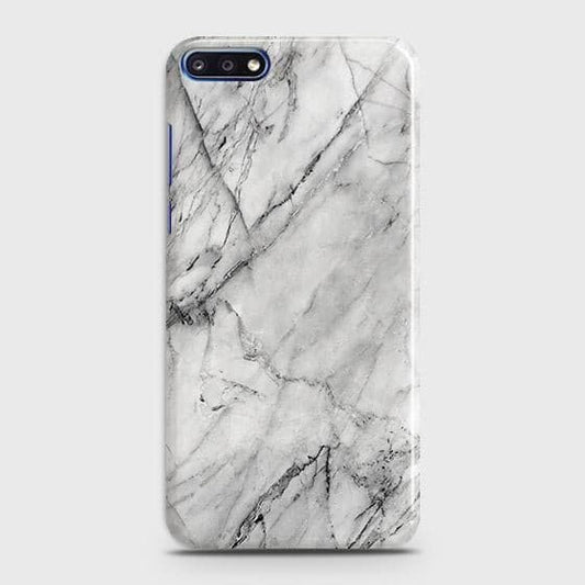 Huawei Y7 Pro 2018 Cover - Matte Finish - Trendy White Floor Marble Printed Hard Case with Life Time Colors Guarantee - D2