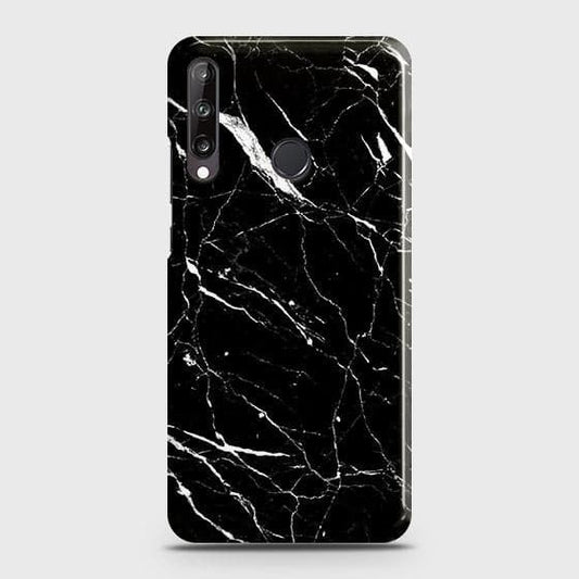 Huawei Y7p Cover - Trendy Black Marble Printed Hard Case with Life Time Colors Guarantee