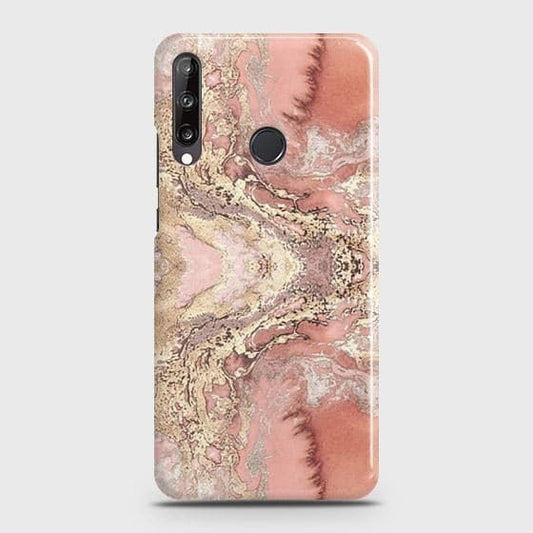 Huawei Y7p Cover - Trendy Chic Rose Gold Marble Printed Hard Case with Life Time Colors Guarantee