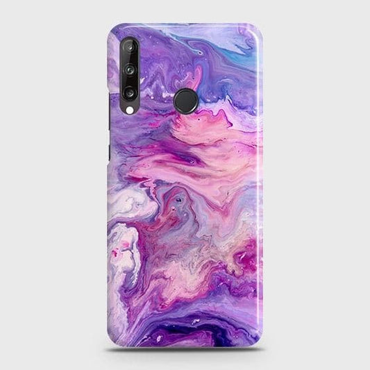 Huawei Y7p Cover - Chic Blue Liquid Marble Printed Hard Case with Life Time Colors Guarantee