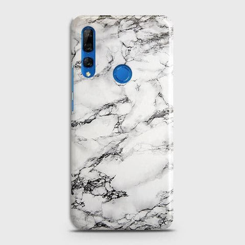 Huawei Y9 Prime 2019 Cover - Matte Finish - Trendy Mysterious White Marble Printed Hard Case with Life Time Colors Guarante