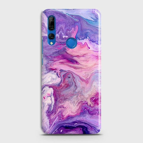 Huawei Y9 Prime 2019 Cover - Chic Blue Liquid Marble Printed Hard Case with Life Time Colors Guarantee
