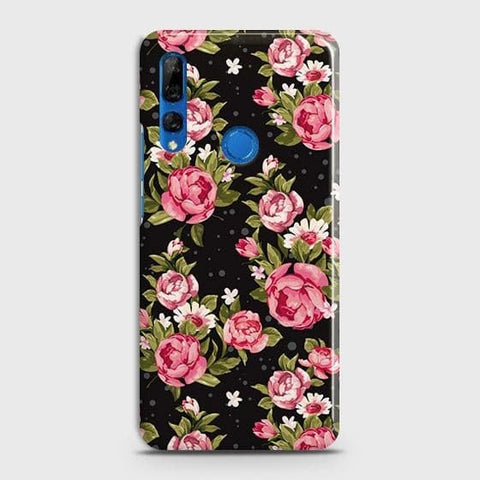 Huawei Y9 Prime 2019 Cover - Trendy Pink Rose Vintage Flowers Printed Hard Case with Life Time Colors Guarantee
