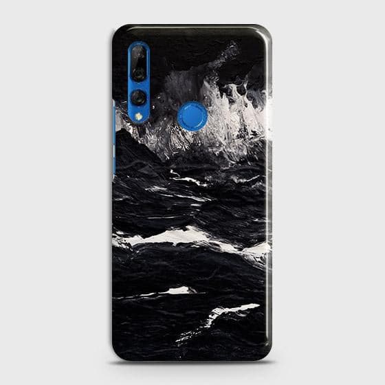 Huawei Y9 Prime 2019 Cover - Black Ocean Marble Trendy Printed Hard Case with Life Time Colors Guarantee