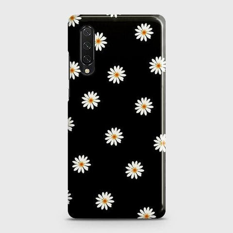 Huawei Y9s Cover - Matte Finish - White Bloom Flowers with Black Background Printed Hard Case with Life Time Colors Guarantee