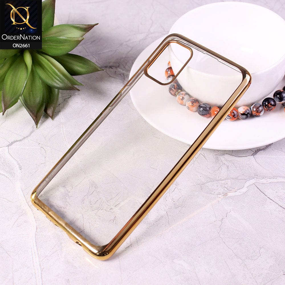 Samsung Galaxy A51 Cover - Golden - Soft Electroplated Colorful Borders Case