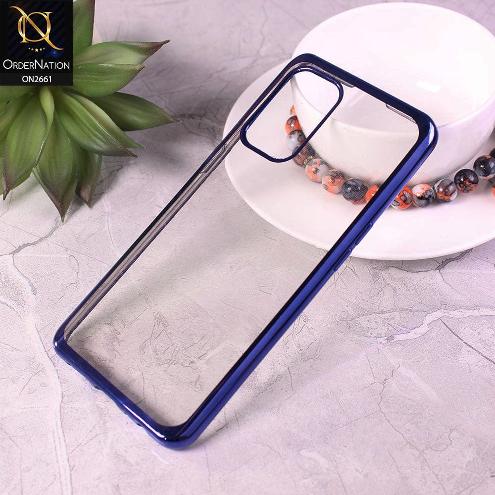 Oppo F19 Cover - Blue - Soft Electroplated Colorful Borders Case