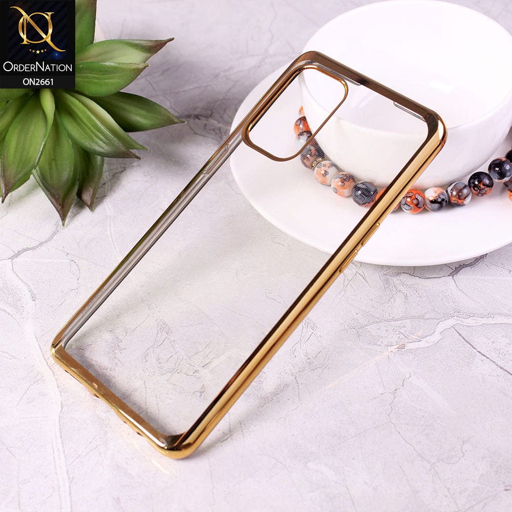 Oppo Reno 6 Cover - Golden - Soft Electroplated Colorful Borders Case