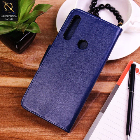 Huawei Y9 Prime 2019 - Blue - Shockproof Leather Magnetic Kickstand Wallet Flipbook With Card Holder Slots Case