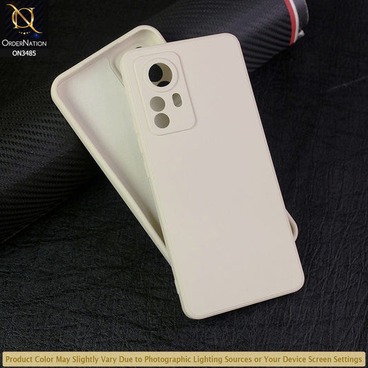Xiaomi 12 Pro Cover - Off-White (Not Pure White) - ONation Silica Gel Series - HQ Liquid Silicone Elegant Colors Camera Protection Soft Case