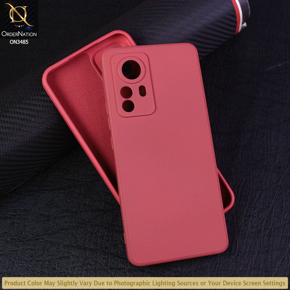 Xiaomi 12 Pro Cover - Red - ONation Silica Gel Series - HQ Liquid Silicone Elegant Colors Camera Protection Soft Case