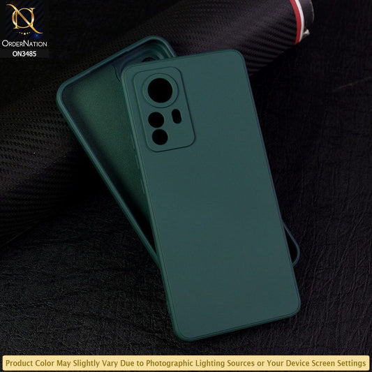 Xiaomi 12 Pro Cover - Dark Green - ONation Silica Gel Series - HQ Liquid Silicone Elegant Colors Camera Protection Soft Case