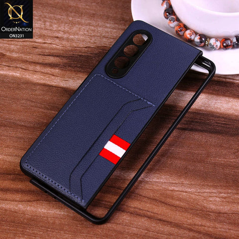 Samsung Galaxy Z Fold3 5G Cover - Blue - Leather Texture With Card Holder Cases