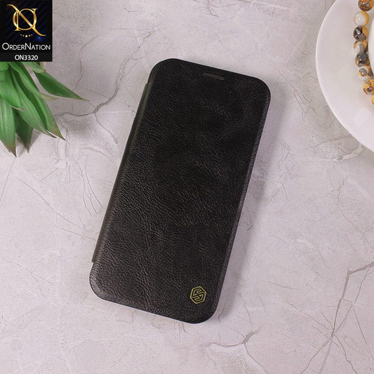 iPhone 12 Pro Max Cover - Black - Nillkin Qin Series Leather Flip Book Case