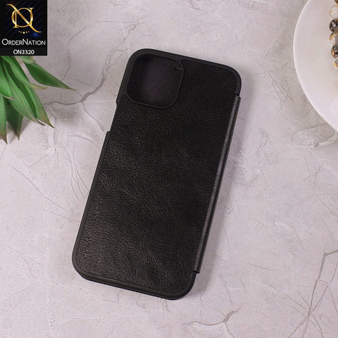 iPhone 12 Pro Max Cover - Black - Nillkin Qin Series Leather Flip Book Case
