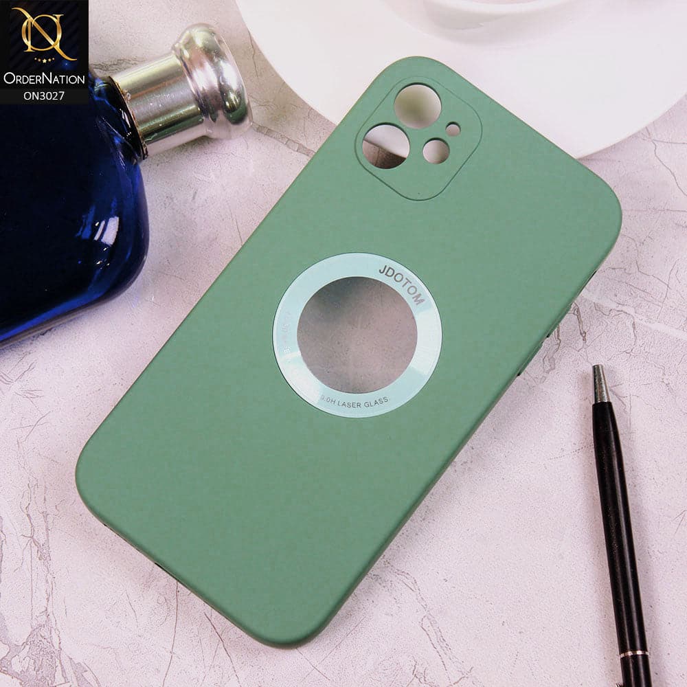 iPhone 11 Cover - Green - JDotom Soft Drop-Proof With Logo Hole Glass Protection Case