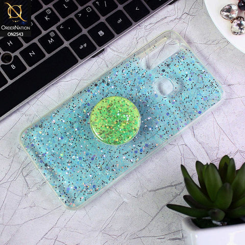 Vivo Y17 Cover - Design 7 - New Fashion Bling Not Moving Glitter Soft Case With Pop Shocket - Glitter Does Not Move