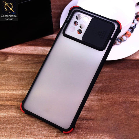 Infinix Note 10 Pro Cover - Black - Shockproof Bumper Color Border Semi Transparent Camera Slide Protection Case