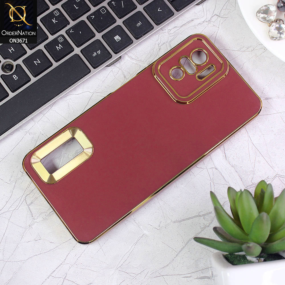 Xiaomi Redmi Note 10S Cover - Maroon - All New Electroplating Borders With Logo Hole Protective Soft Silicon Case