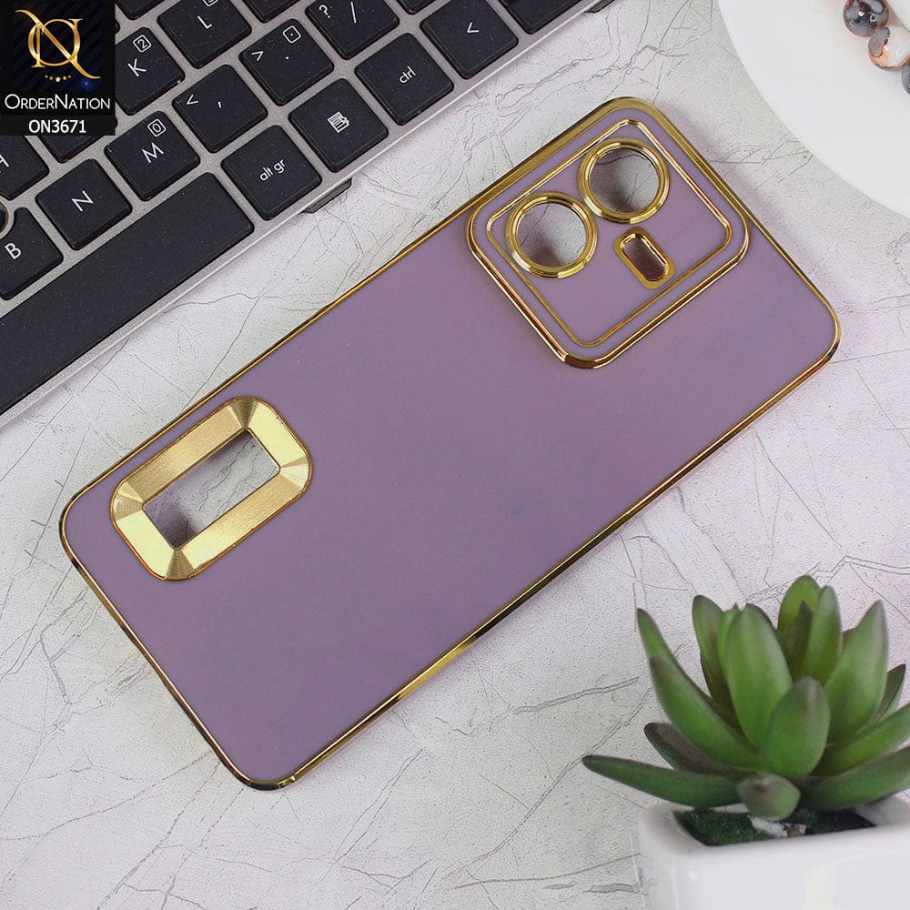 Vivo Y22 Cover - Mauve - All New Electroplating Borders With Logo Hole Protective Soft Silicon Case