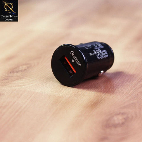 Black - SLS-B01 - Qualcomm 3.0 Quick Usb Car Charger For Latest iPhone, Samsung, Vivo, Infnix, Oppo, Xiaomi, etc Smartphones