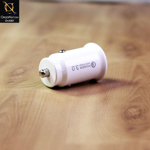 White - TE-336 - Qualcomm 3.0 Quick Usb Car Charger For Latest iPhone, Samsung, Vivo, Infnix, Oppo, Xiaomi, etc Smartphones