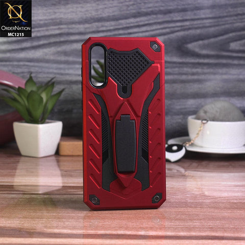 Hybrid Shockproof Stand Case For Samsung Galaxy A70 - Red